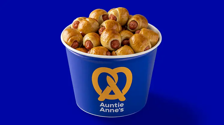 Auntie Anne’s Menu With Prices, Calories, and Best Items 2026 12 Mini Pretzel Dogs Bucket
