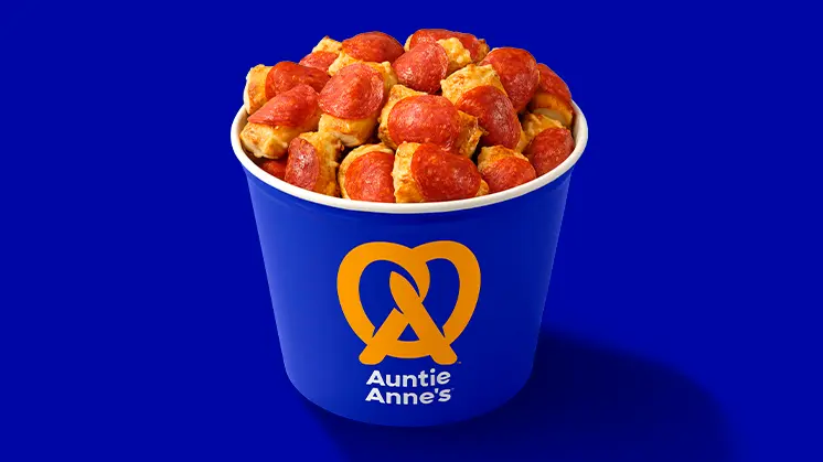 Auntie Anne’s Menu With Prices, Calories, and Best Items 2026 10 Pepperoni Pretzel Nuggets Bucket